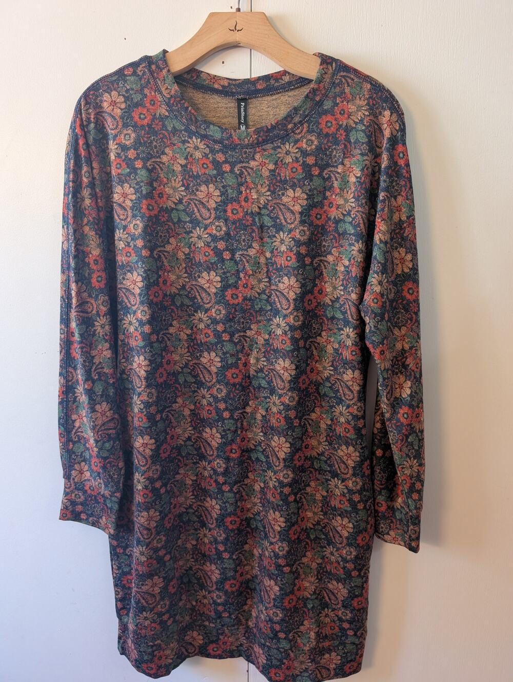 Prinstory Floral Print Long Sleeve Dress